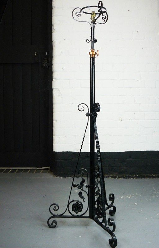 Black Paint Wrought Iron Telescopic Standard Lamp-billy-hunt-Vintage Black Wrought Iron Standard Lamp_0000_P1250429-main-636640728466580956.jpg